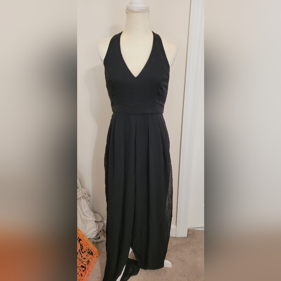 Dessy Collection Pants - Elegant one-piece Dessy collection by Vivian diamond black jumpsuit.